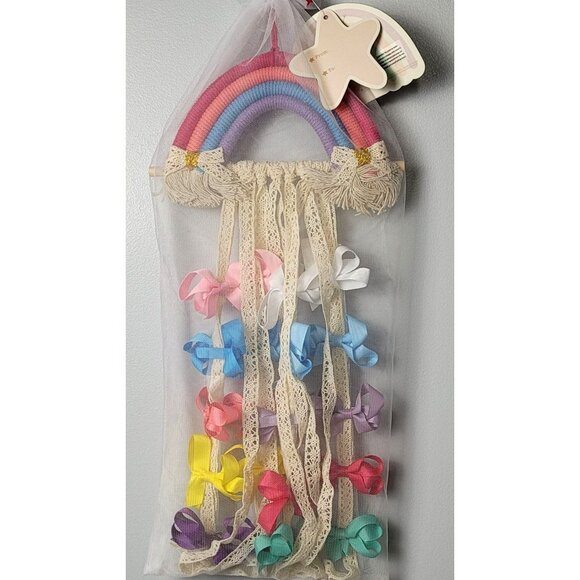 New Wander + Dream Macramé Rainbow Girls Hair Bow Holder Lace Ribbon Gift Set - Picture 1 of 7